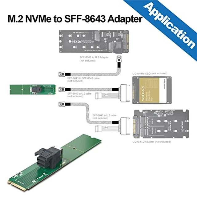 Alt view image 3 of 6 - M.2/8643 Adapter + 8643/U.2 Cabel 0.5m