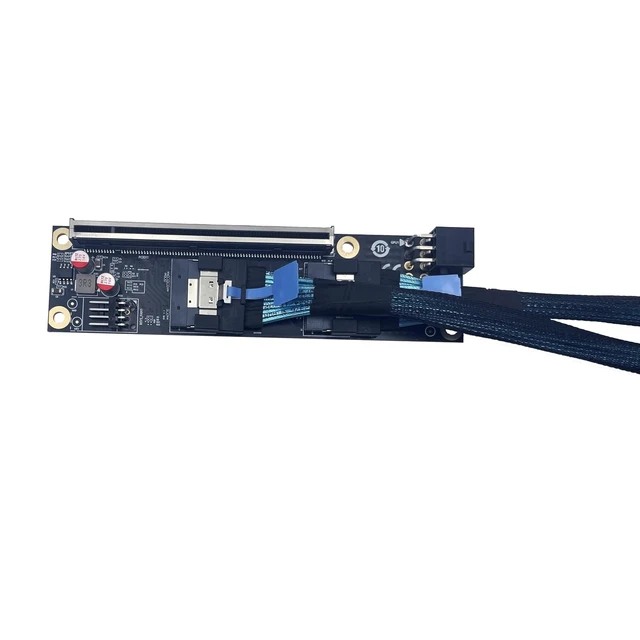 Alt view image 5 of 5 - PCI-e 4.0 16X to 2 Ports PCIe 8X/16X Expansion Card,PCIe Bifurcation x16 to x8x8 Split Card with SlimSAS 8I Cable 75cm