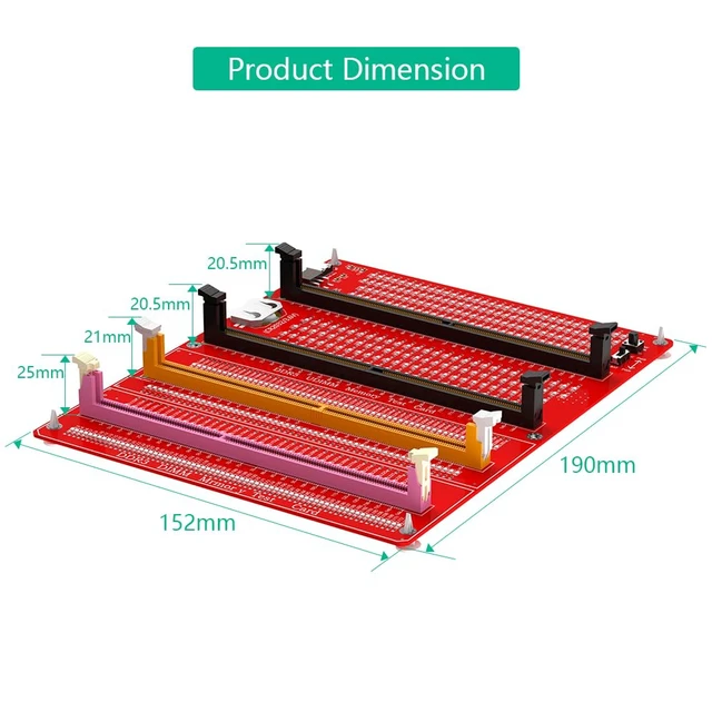 Alt view image 4 of 6 - 4in1 Combo DDR3/4/5 RDIMM/UDIMM Memory Tester, Desktop Computer DDR3 DDR4 DDR5 RDIMM/UDIMM Memory Test Card with LED Indicators