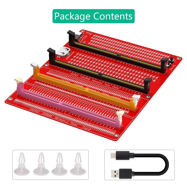 Alt view image 6 of 6 - 4in1 Combo DDR3/4/5 RDIMM/UDIMM Memory Tester, Desktop Computer DDR3 DDR4 DDR5 RDIMM/UDIMM Memory Test Card with LED Indicators