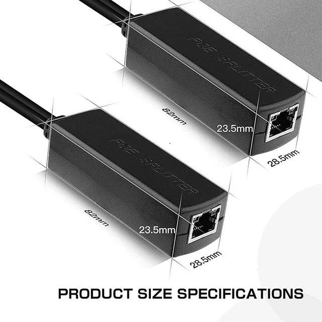 Alt view image 4 of 6 - 1.25G PoE Splitter Cable, 10/100/1000Mbps, 802.3af/at, 48V to 12V, 100 Meters Link