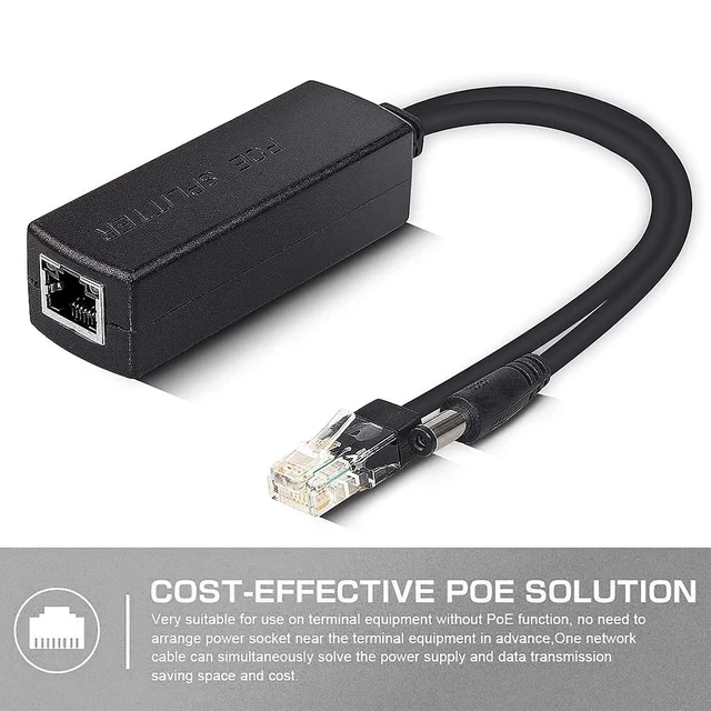 Alt view image 5 of 7 - PoE Splitter, 10/100/1000Mbps, IEEE 802.3af/at, 48V to 24V, 0.5A, 100 Meters Link