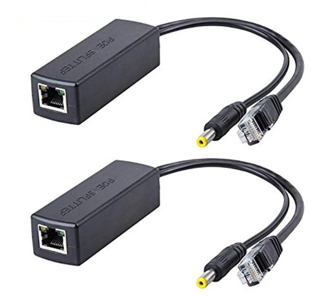 Main image of POE Splitter Cable 100Mb/s 155Mb/s, 802.3AT/AF, 48V to 12V (PSE chip Inside), 100 Meters Link (2-Pack)