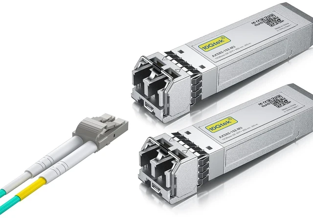 Main image of 2 Pack of 10GBase-SR SFP+ Transceiver, Compatible with HPE Aruba JD092B, and 2 Pack of 5M Fiber Patch Cable