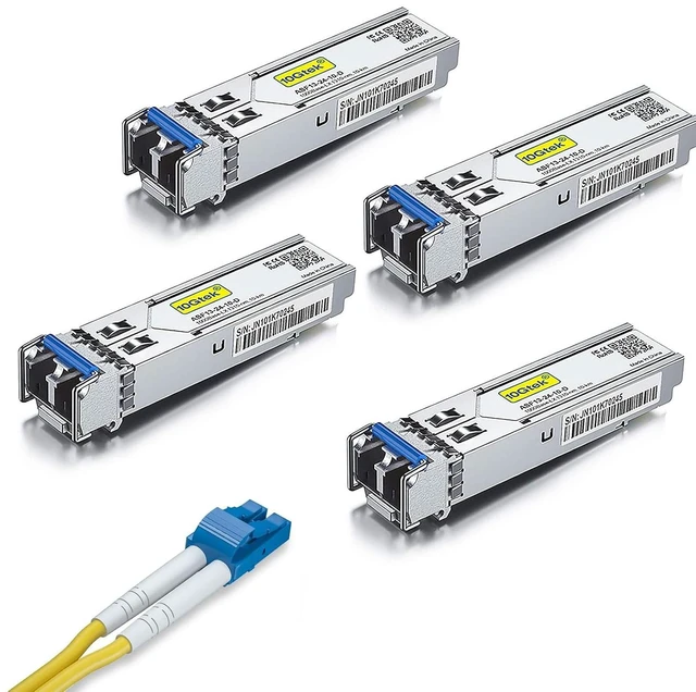 Main image of 4 Pack of 0.5M LC to LC OS2 Fiber Patch Cable & 4 Pack of 1.25G SFP 1000Base-LX Transceiver