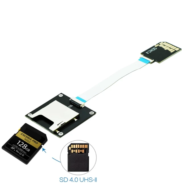 Alt view image 4 of 7 - SD SDXC UHS-II Male to Female Extension Card with 9CM Flex Cable,Support SD/SDHC/SDXC UHS-II UHS-I V30 V60 V90