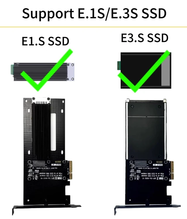 Alt view image 2 of 5 - PCIe5.0 X4 to E1.S/E3.S SSD Adapter, for EDSFF Hard Drive, Applicable to Windows Server/Windows/Linux/Freebsd/Centos/Ubuntu System