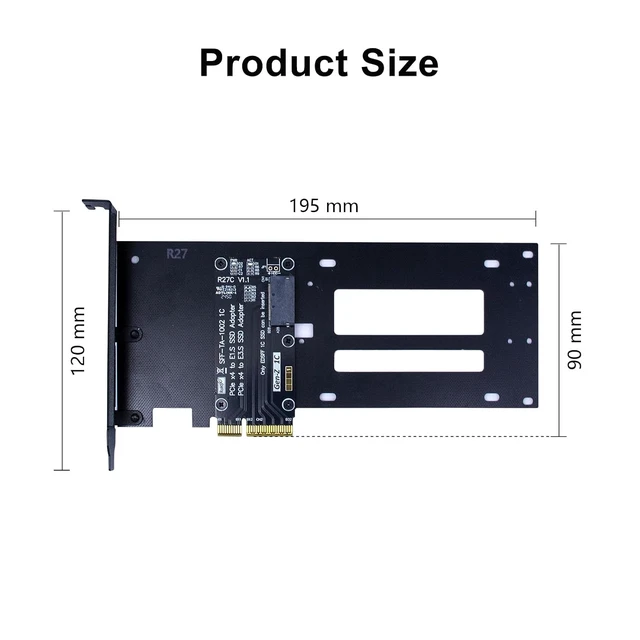 Alt view image 5 of 5 - PCIe5.0 X4 to E1.S/E3.S SSD Adapter, for EDSFF Hard Drive, Applicable to Windows Server/Windows/Linux/Freebsd/Centos/Ubuntu System