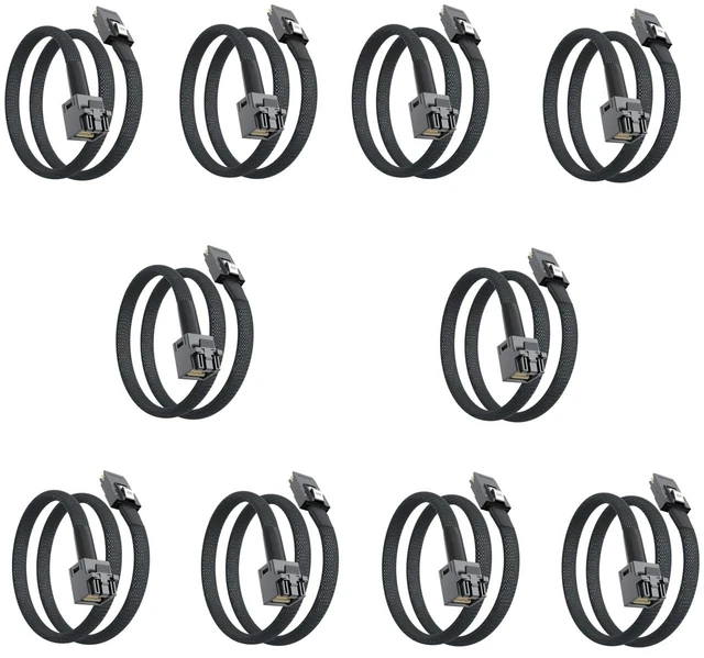 Main image of SFF-8643 to SFF-8087 Mini SAS HD Cable, SAS 3.0 to 2.0, Compatible with RAID Controllers, Servers, Backplanes and Hosts, 100-Ohm, 0.8-m(2.6ft), 10-Pack