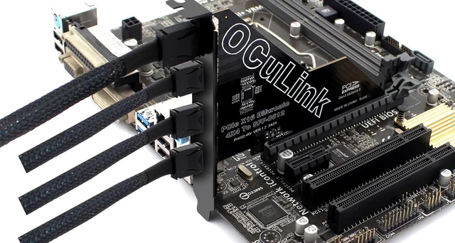 Alt view image 5 of 5 - PCIe 4.0 16x to Quad Oculink 4I,PCIe Bifurcation x16 to x4x4x4x4 Split Oculink SFF-8611/8612 Adapter Card for eGPU Dock Mimi Pc