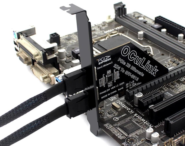 Alt view image 5 of 5 - PCIe 4.0 8X to Dual Oculink 4I,PCIe Bifurcation x8 to x4x4 Split Oculink SFF-8611/8612 Adapter Card for eGPU Dock Mimi Pc