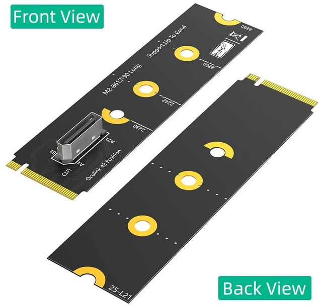 Alt view image 3 of 7 - Oculink SFF-8611/8612 to M.2 NVMe M-Key Interface Adapter Card (90B Degree)