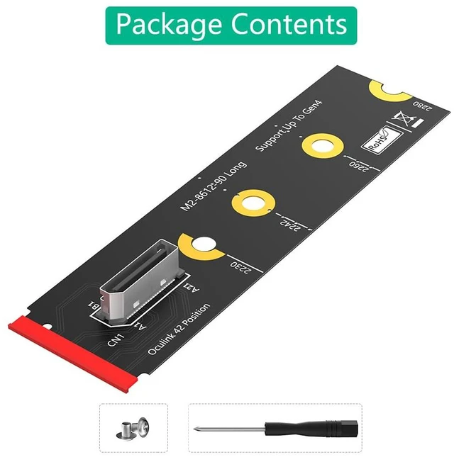 Alt view image 7 of 7 - Oculink SFF-8611/8612 to M.2 NVMe M-Key Interface Adapter Card (90B Degree)