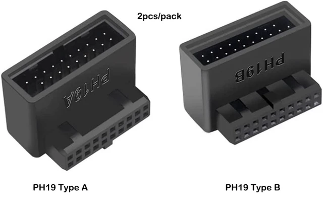 Alt view image 2 of 5 - USB 3.0 20pin Male to Female Extension Adapter Card Angled(2pcs Pack)
