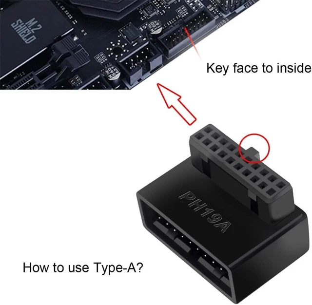 Alt view image 4 of 5 - USB 3.0 20pin Male to Female Extension Adapter Card Angled(2pcs Pack)