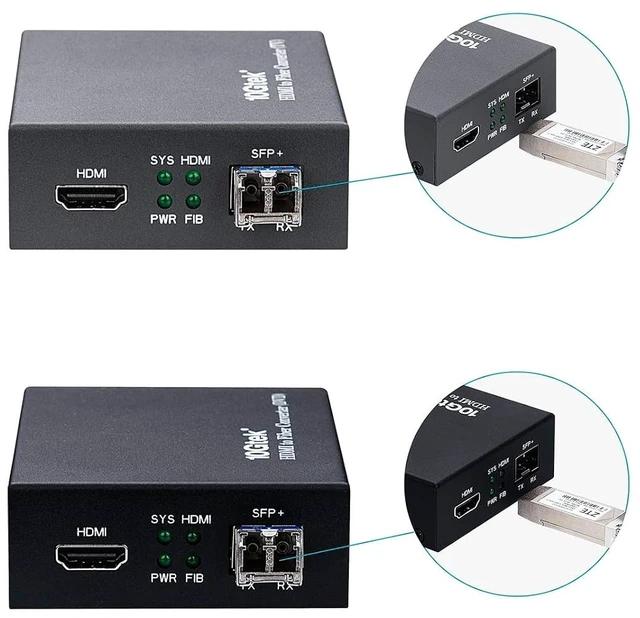 Main image of A Pair of HDMI to Fiber Optic Converter, HDMI Extender with SFP+ Transceiver, SFP+ LR Lite Module up to 2km Link Length, Support HDMI 1.4a, 4Kx2K@30Hz