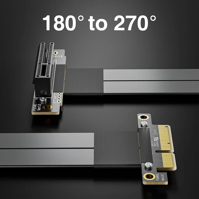 Alt view image 7 of 7 - PCIe 3.0 x4 Extension Cable, Male Straight to Female 270° for GPU/SSD/Server, 20cm/0.66ft