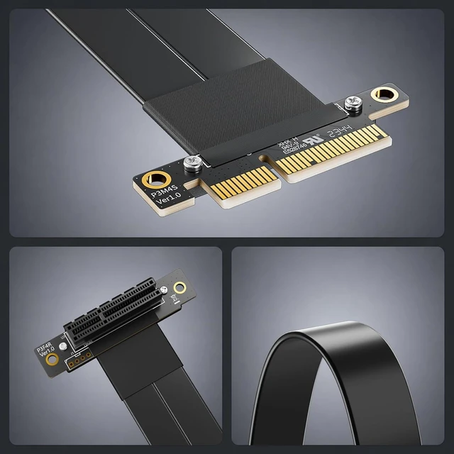 Alt view image 6 of 7 - PCIe 3.0 x4 Extension Cable, Male Straight to Female 270° for GPU/SSD/Server, 20cm/0.66ft