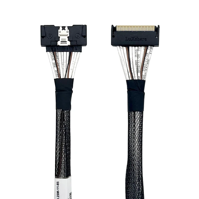 Alt view image 2 of 7 - PCIe Gen5 MCIO to MCIO 8X Cable, SFF-TA-1016 74Pin 85-ohm, Server Storage Cable for NVMe Backplanes, HBAs, All-Flash Arrays, 0.25m(0.82ft), 2-Pack
