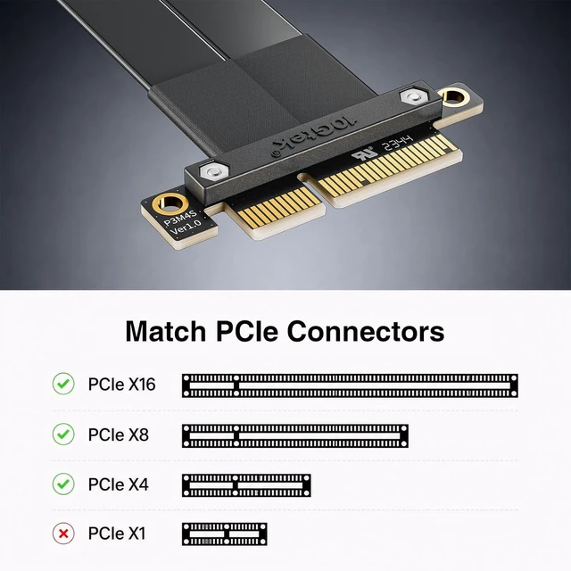 Alt view image 2 of 7 - PCIe 3.0 x4 Extension Cable, Male Straight to Female Straight for GPU/SSD/Server, 20cm/0.66ft
