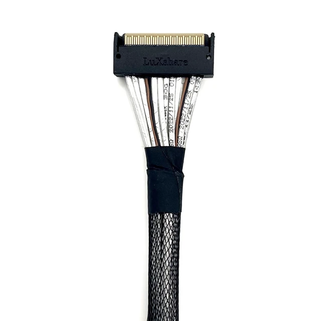 Alt view image 6 of 7 - PCIe Gen5 MCIO to MCIO 8X Cable, SFF-TA-1016 74Pin 85-ohm, Server Storage Cable for NVMe Backplanes, HBAs, All-Flash Arrays, 0.25m(0.82ft), 2-Pack