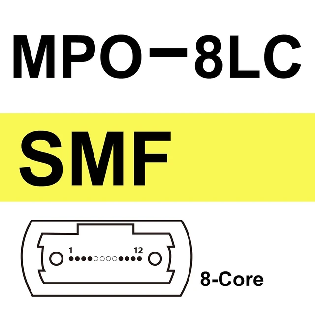Alt view image 6 of 7 - MPO to 8xLC Fanout Patch Cable, Singlemode 9/125 SMF, LSZH 8-Core, Female MPO (No PIN) to LC Duplex, for QSFP+ Transceivers, 1m (3.3ft)