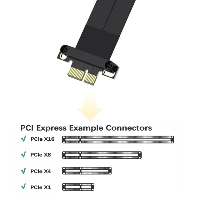 Alt view image 6 of 7 - PCIe 3.0 Extension Cable, X16 to X1, F to M, Straight to Straight, Cable Length 25cm, P341FM1125