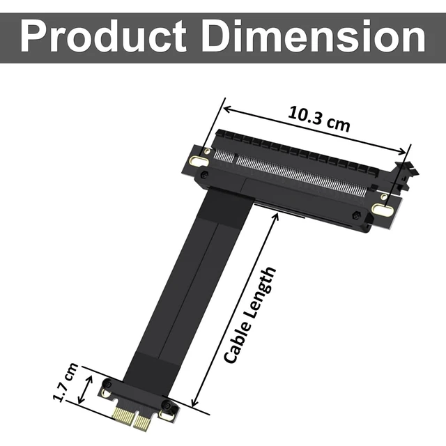 Alt view image 7 of 7 - PCIe 3.0 Extension Cable, X16 to X1, F to M, Straight to Straight, Cable Length 25cm, P341FM1125
