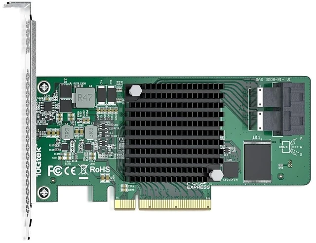Alt view image 2 of 7 - HBA Card, 8-Port (12Gb/s SAS or 6Gb/s SATA), Compare to LSI 9300-8i (IT Mode), (2X) SFF-8643 Connectors, PCIe3.0 X8