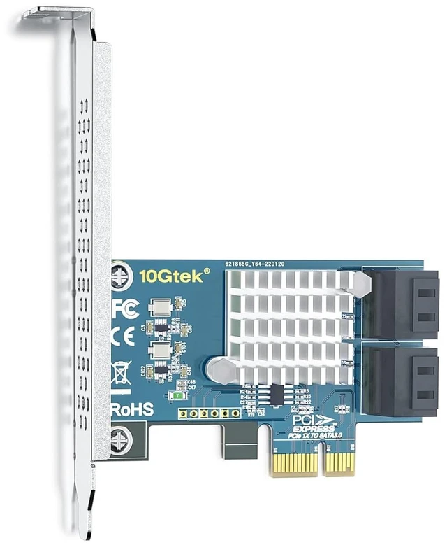 Alt view image 6 of 7 - PCIe SATA Card 4-Port, 6Gbps SATA3.0 Controller PCIe x4 Lane Expansion Card, Support SSD/HDD for Desktop & NAS Storage