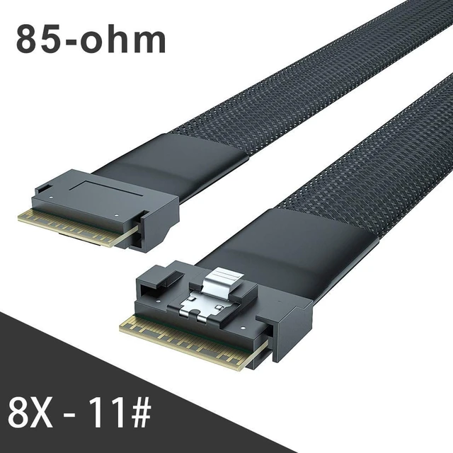 Alt view image 2 of 4 - SlimSAS SFF-8654 to SFF-8654 8i Cable, 24G PCIe4.0, 85-ohm, 0.5m