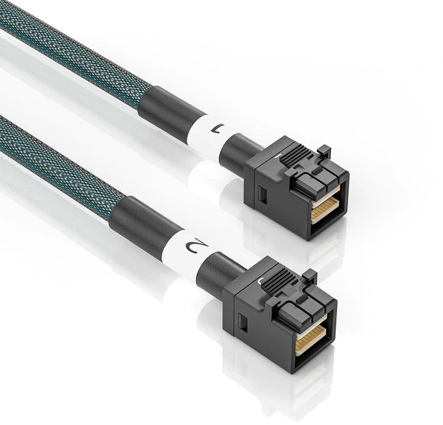 Alt view image 3 of 6 - SlimSAS SFF-8654 8i 74Pin to 2xSFF-8643 MiniSAS HD Cable, 0.85m(2.8ft)