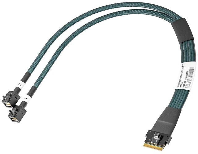 Alt view image 2 of 6 - SlimSAS SFF-8654 8i 74Pin to 2xSFF-8643 MiniSAS HD Cable, 0.85m(2.8ft)