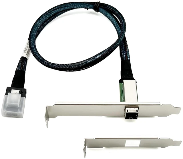 Main image of MiniSAS Extender SFF-8087 to SFF-8644 cage Cable, MiniSAS 3.0 12Gb/s, Internal-to-External Extender, High Profile and Low Profile Bracket, 0.6-m(2ft)