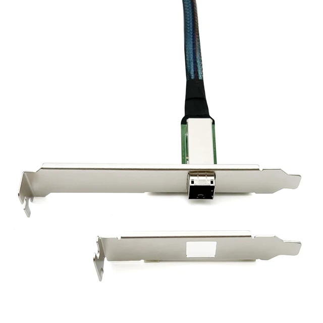 Alt view image 2 of 6 - MiniSAS Extender SFF-8087 to SFF-8644 cage Cable, MiniSAS 3.0 12Gb/s, Internal-to-External Extender, High Profile and Low Profile Bracket, 0.6-m(2ft)