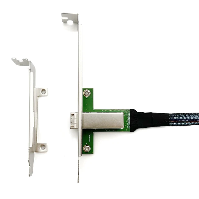 Alt view image 3 of 6 - MiniSAS Extender SFF-8087 to SFF-8644 cage Cable, MiniSAS 3.0 12Gb/s, Internal-to-External Extender, High Profile and Low Profile Bracket, 0.6-m(2ft)