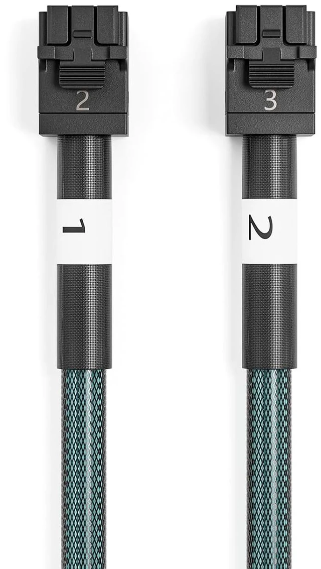 Alt view image 4 of 6 - SlimSAS SFF-8654 8i 74Pin to 2xSFF-8643 MiniSAS HD Cable, 0.85m(2.8ft)