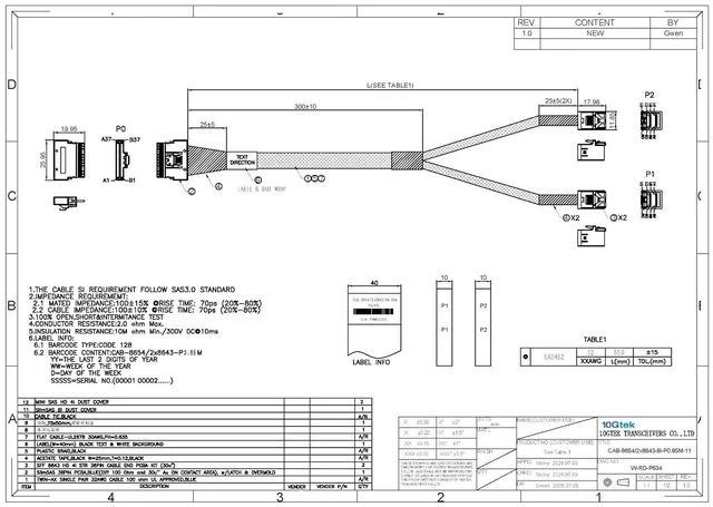 Alt view image 6 of 6 - SlimSAS SFF-8654 8i 74Pin to 2xSFF-8643 MiniSAS HD Cable, 0.85m(2.8ft)