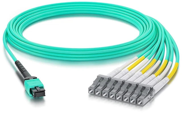 MPO to 8xLC Breakout Fiber Optic Jumper Cable, OM3 Multimode 8-Core ...