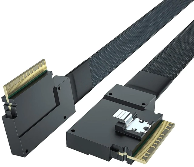 Main image of 24G SlimSAS SFF-8654 to SFF-8654 Cable, 8i, SAS 4.0, 100-ohm, for Servers, Storage Systems, Workstations & High-Performance Computing, Right Exit to Right Exit, 0.5-m(1.65ft)