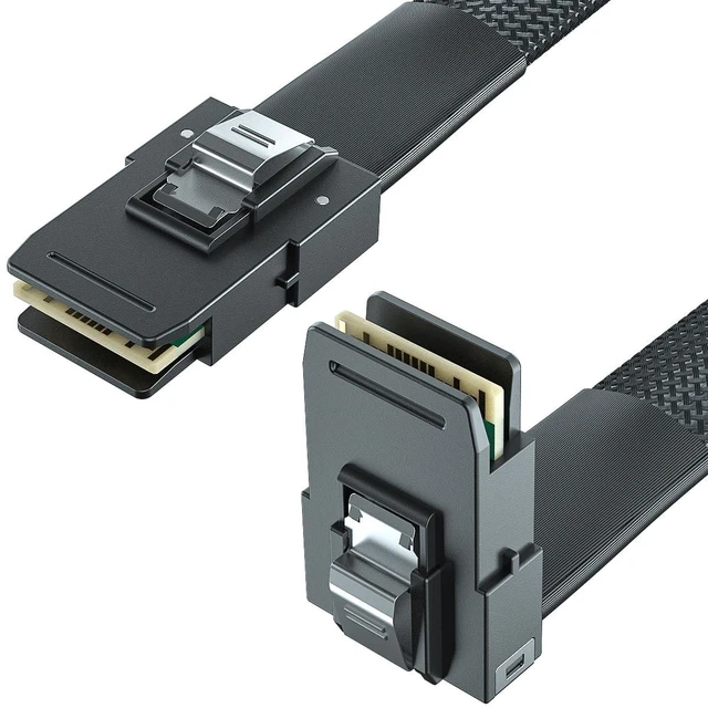 Main image of SFF-8087 to SFF-8087 6G Internal Mini SAS Cable for Server Backplane/RAID Card, Hot-Swap Ready with SATA Compatibility, 100-Ohm, Straight to Right Angle, 0.5-m(1.6ft)