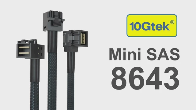 Alt view image 2 of 2 - SFF-8644 to SFF-8643 Mini SAS HD Hybrid Cable, 12Gbps SAS 3.0 Adapter for RAID/Data Center/Workstation/Desktop, 100-Ohm, 0.5m/1.6ft
