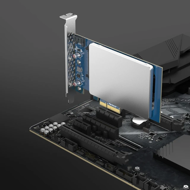 Alt view image 2 of 5 - U.2 SFF-8639 to PCIe NVMe SSD Adapter Card, PCIe 3.0 x4 Expansion Card for 2.5" U.2 NVMe/SATA SSDs, Supports High-Speed Data Transfer for Desktop PC & Workstation, Includes Full-Height Bracket