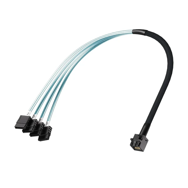 Alt view image 4 of 5 - MiniSAS HD SFF-8643 Breakout to 4xSATA Cable, Internal Mini SAS Host Cord for Server, JBOD, Storage Tray, SAS RAID Controller, 0.5m(1.6ft)