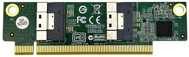 Main image of PCIe 4.0 x16 to SFF-8654 8i Adapter, Gen4 NVMe SSD Expansion Card Without Bracket, Dual Ports for Enterprise Server & Storage (No SAS/SATA Support)