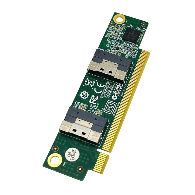 Alt view image 2 of 6 - PCIe 4.0 x16 to SFF-8654 8i Adapter, Gen4 NVMe SSD Expansion Card Without Bracket, Dual Ports for Enterprise Server & Storage (No SAS/SATA Support)