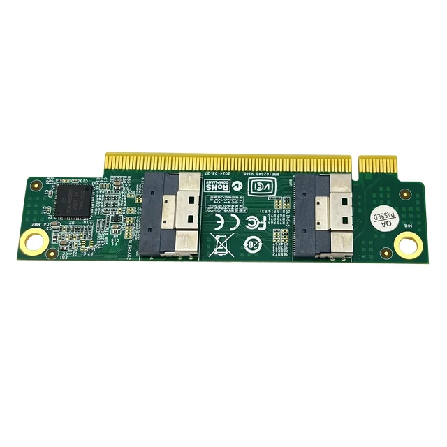 Alt view image 3 of 6 - PCIe 4.0 x16 to SFF-8654 8i Adapter, Gen4 NVMe SSD Expansion Card Without Bracket, Dual Ports for Enterprise Server & Storage (No SAS/SATA Support)