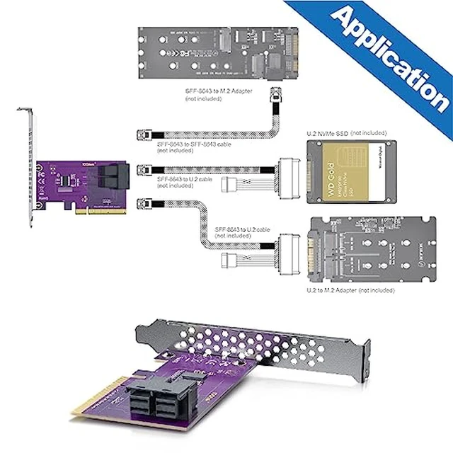 Alt view image 4 of 6 - PCIe/8643 Adapter + 8643/U.2 0.5m Cable