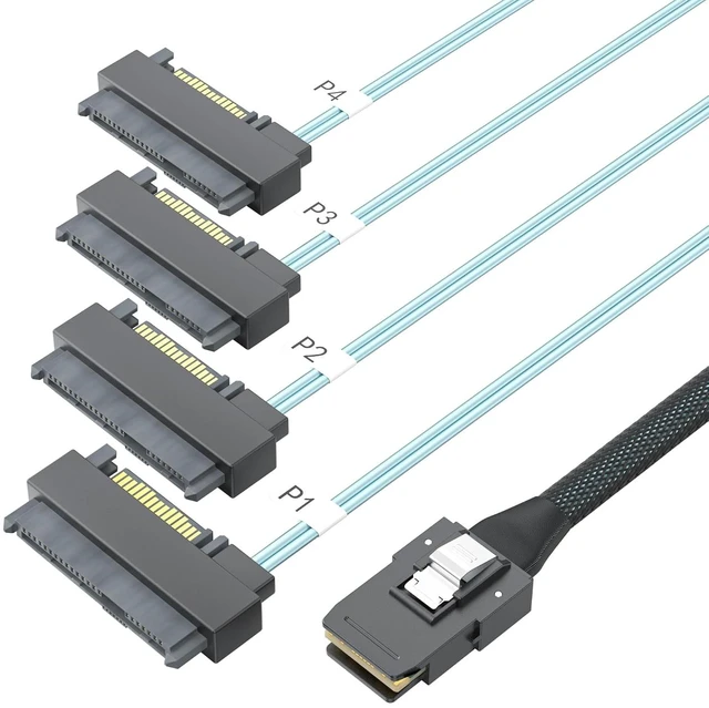 Alt view image 3 of 5 - MiniSAS SFF-8087 to 4xSFF-8482 Fan-Out SAS Cable with 15-pin SATA Power for Raid Controller to Hard Drive, 0.8m(2.6ft)