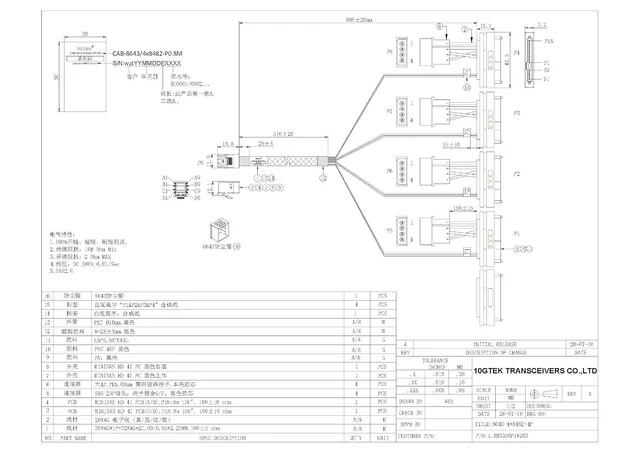 Alt view image 3 of 7 - Internal Mini SAS HD SFF-8643 to 4xSFF-8482 Fan-Out SAS Cable with IDE Molex SATA Power for Raid Controller to Hard Drive, 12Gb/s, 0.8m(2.6ft)